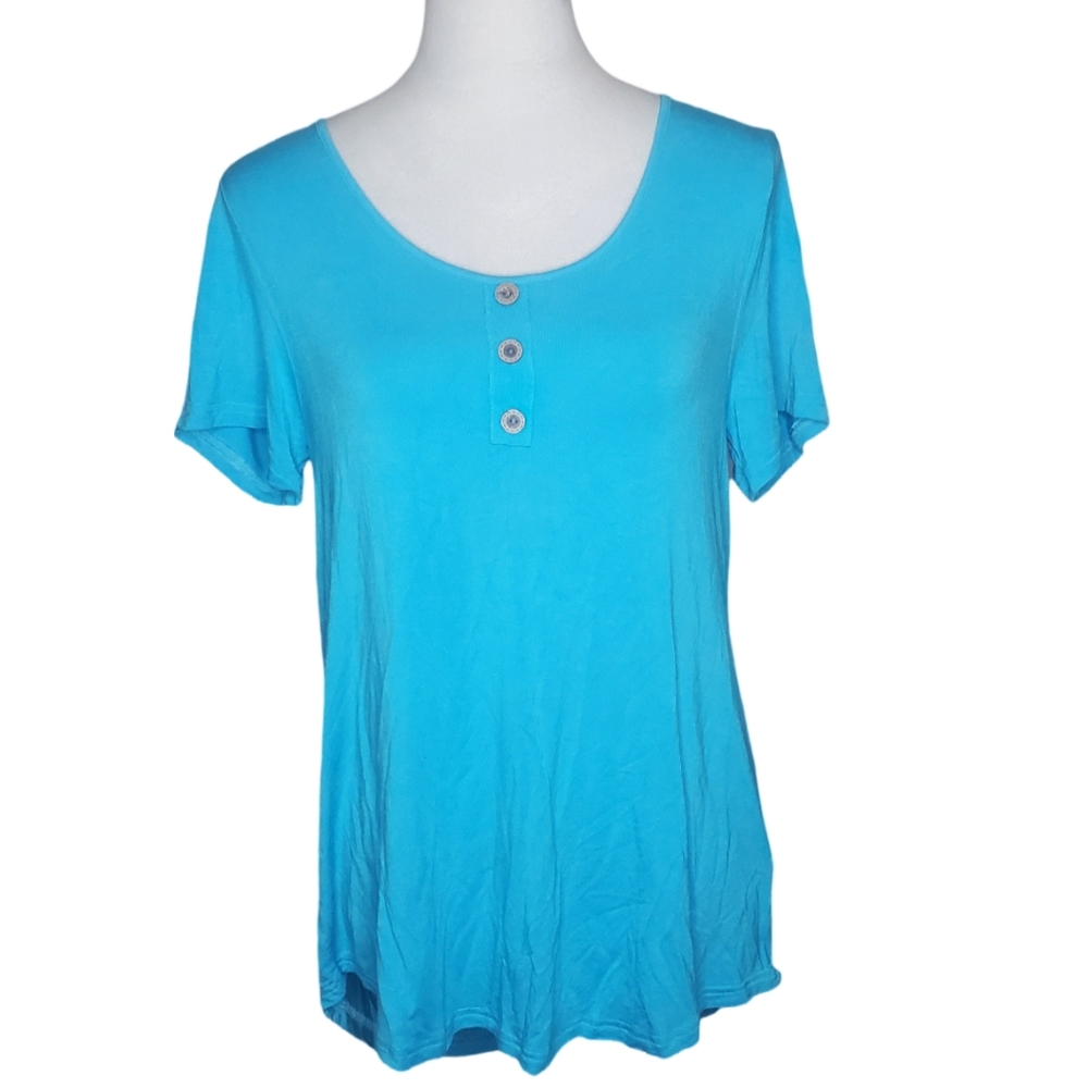 🦋Feiersi Aqua Blue Button Detail Tunic